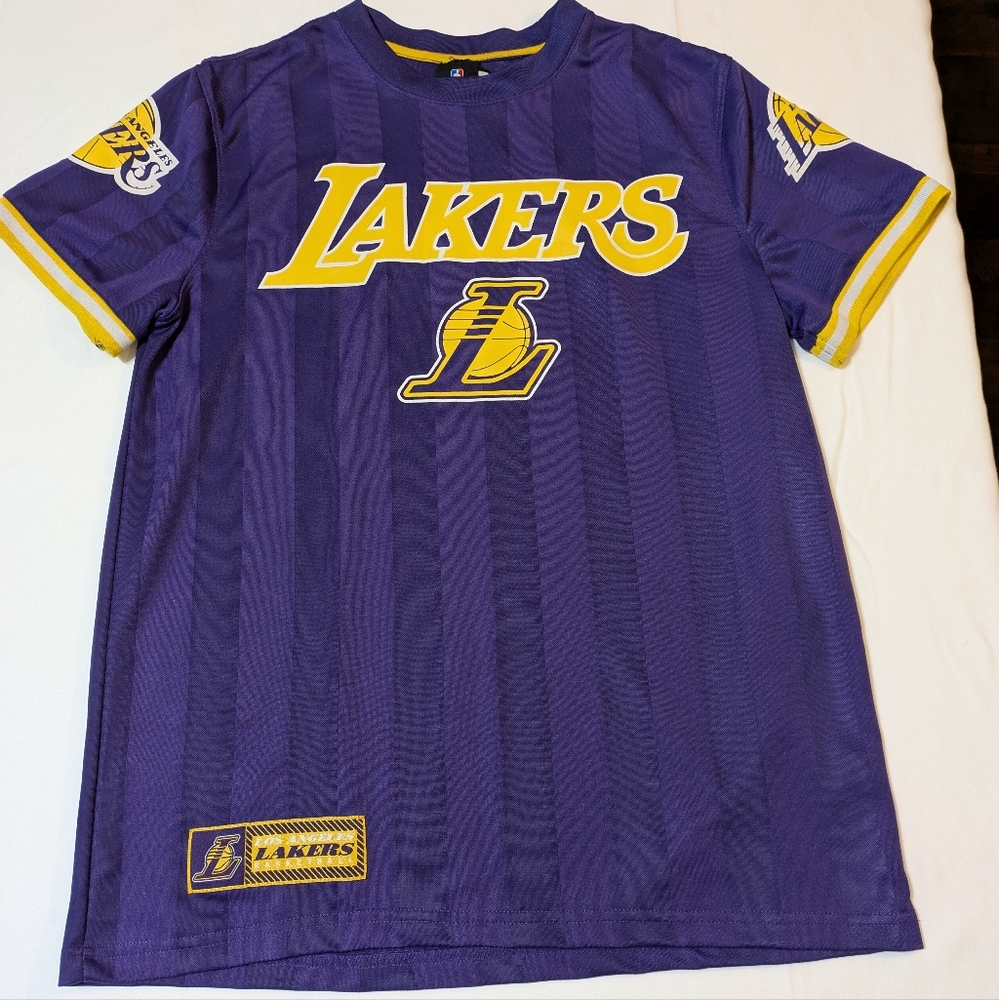 NBA Lakers Purple and Yellow Court side Jersey Short Sleeve Shirt
